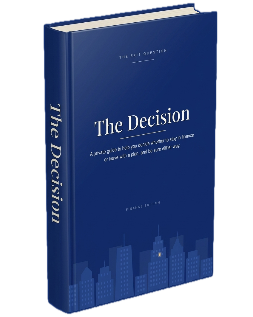 The Decision, Finance Edition, shown as a book