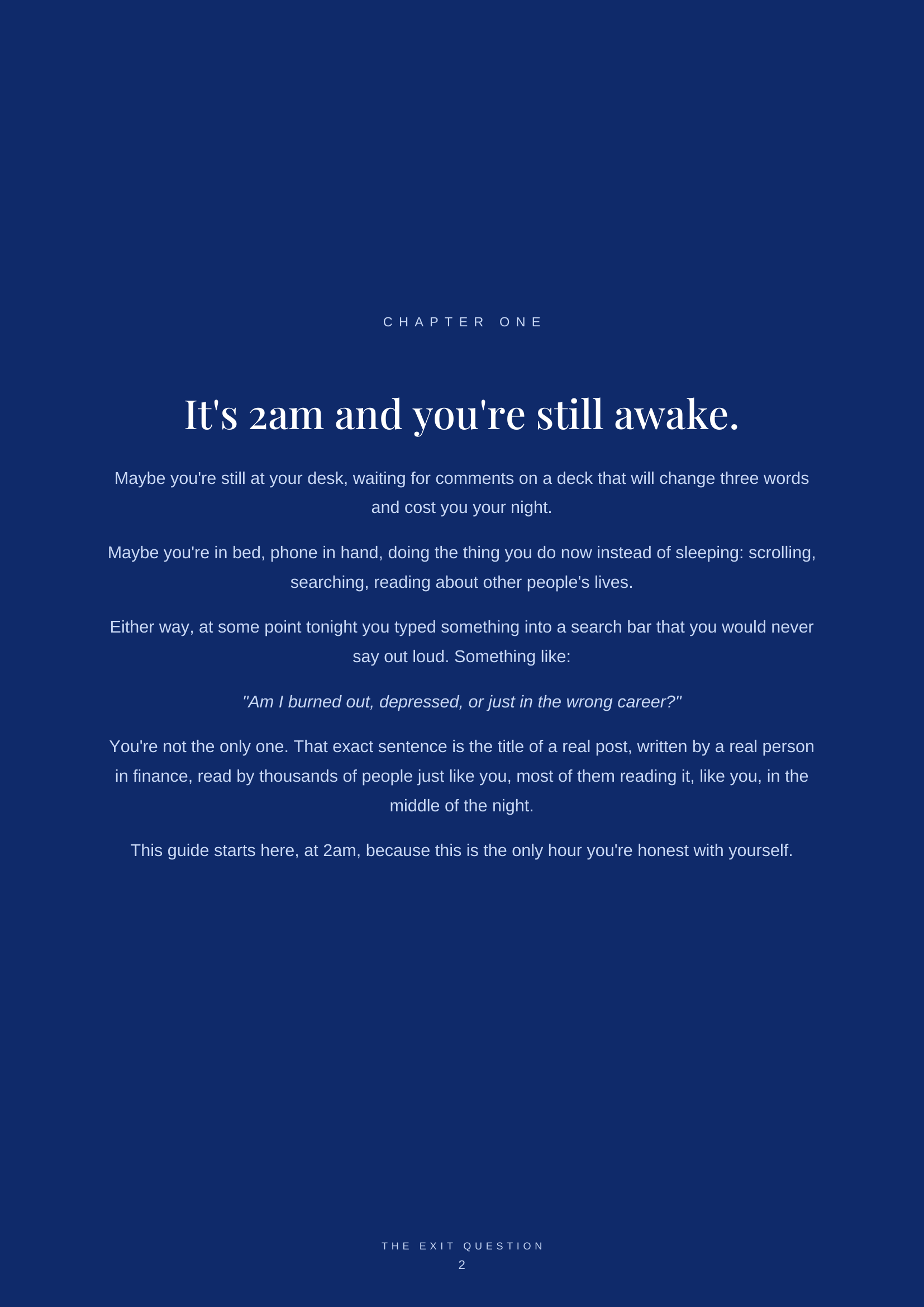 The opening page of Chapter One, titled It's 2am and you're still awake